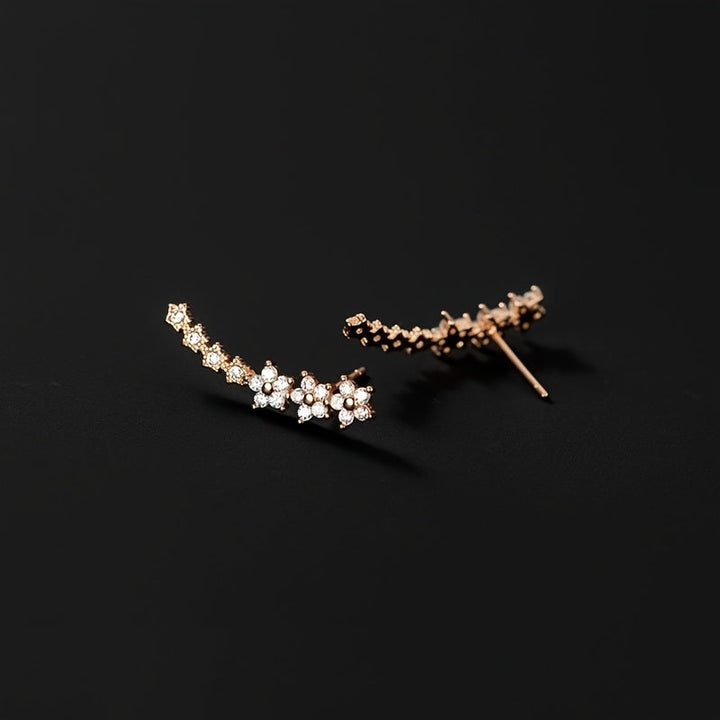 Boucles d’oreilles pour femme plaquées or rose, motifs de fleurs automnales