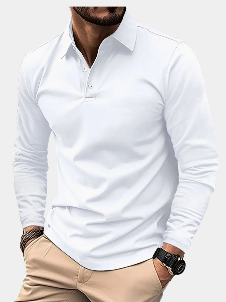 Men's cotton long-sleeve polo shirt, casual style, for autumn