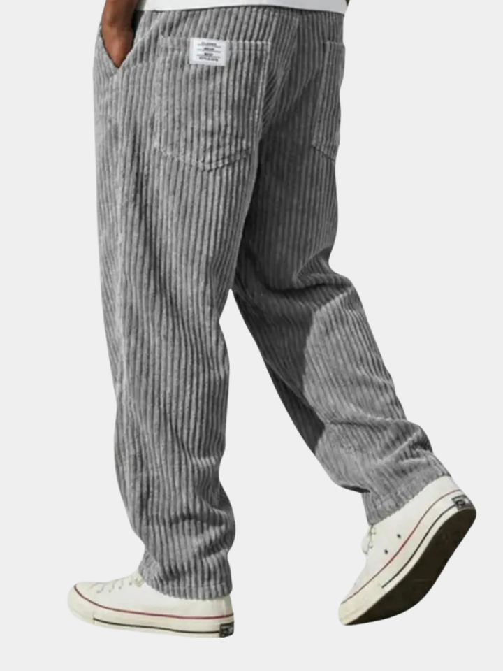 Pantalon homme en velours côtelé de coton, coupe ample, style décontracté pour l’automne