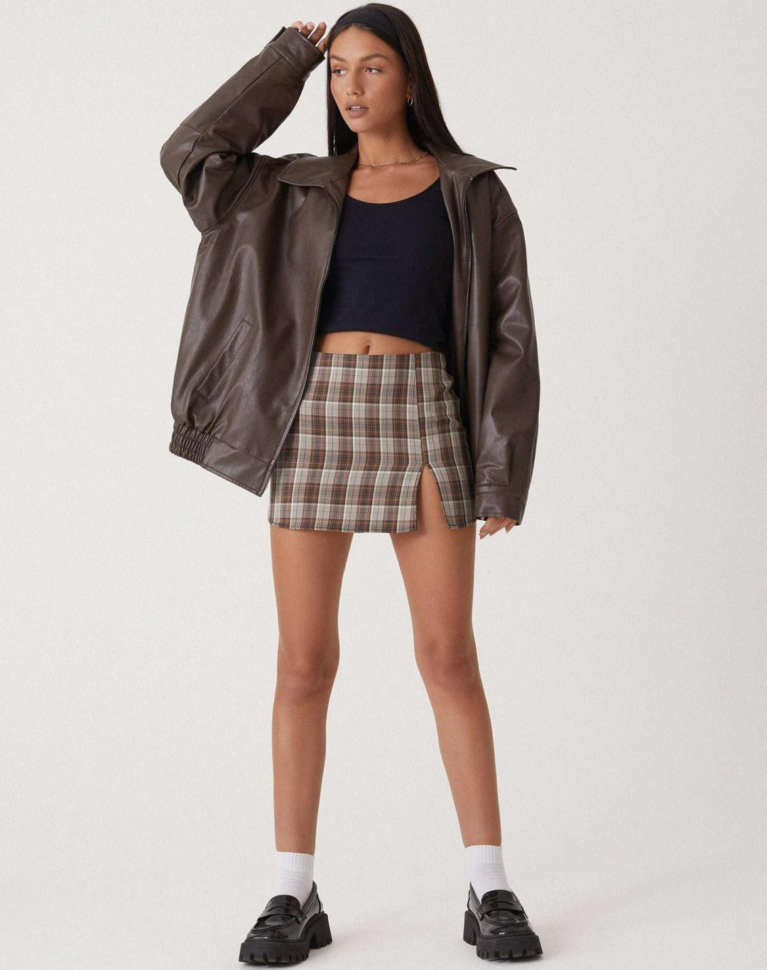Veste perfecto en cuir pour femme, coupe oversize, idéale pour l’automne et la mi-saison