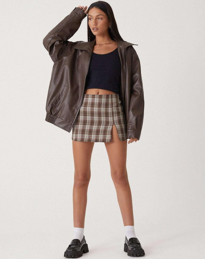 Veste perfecto en cuir pour femme, coupe oversize, idéale pour l’automne et la mi-saison