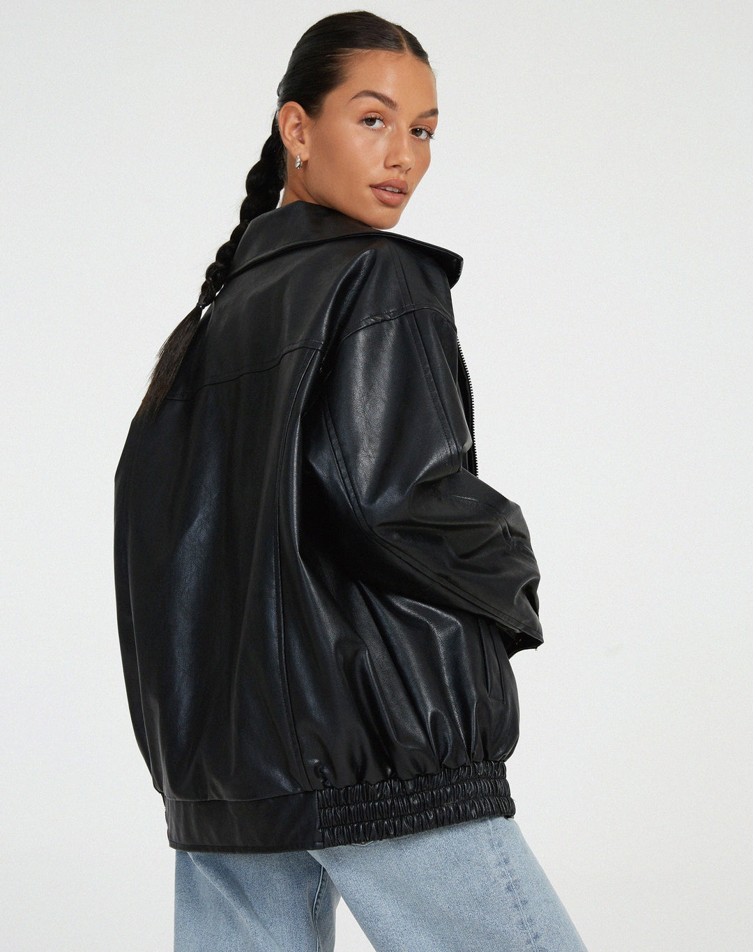 Veste perfecto en cuir pour femme, coupe oversize, idéale pour l’automne et la mi-saison