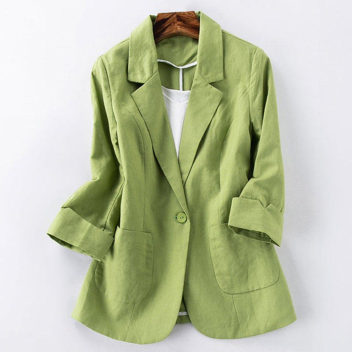 Veste blazer pour femme en lin, coupe élégante d’automne