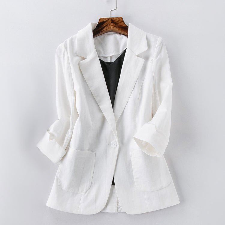 Veste blazer pour femme en lin, coupe élégante d’automne