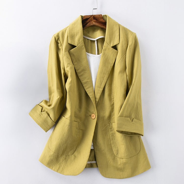 Veste blazer pour femme en lin, coupe élégante d’automne