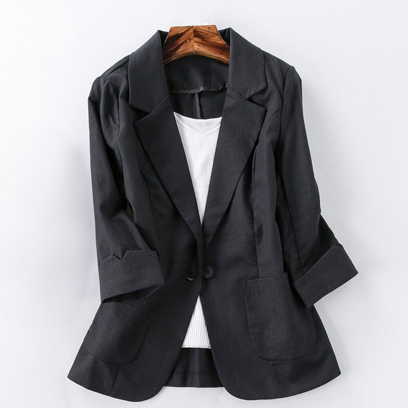 Veste blazer pour femme en lin, coupe élégante d’automne