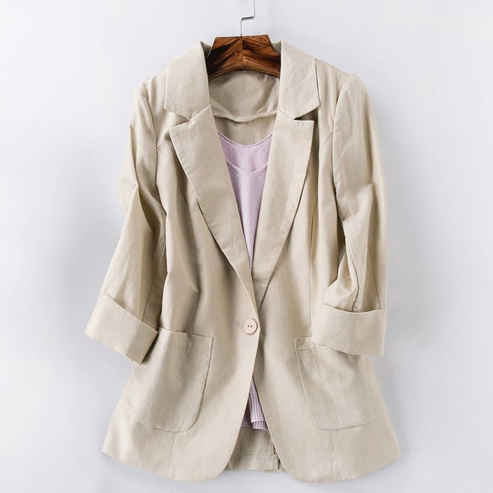 Veste blazer pour femme en lin, coupe élégante d’automne