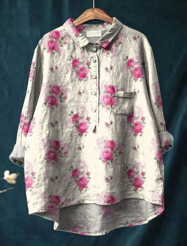 Claire™ - Chic Floral Silk Blouse