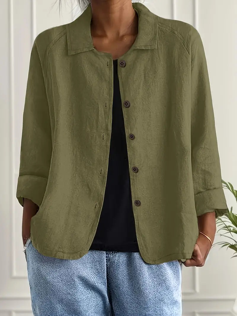 Cardigan chemise léger en coton pour femme, gilet boutonné d’automne