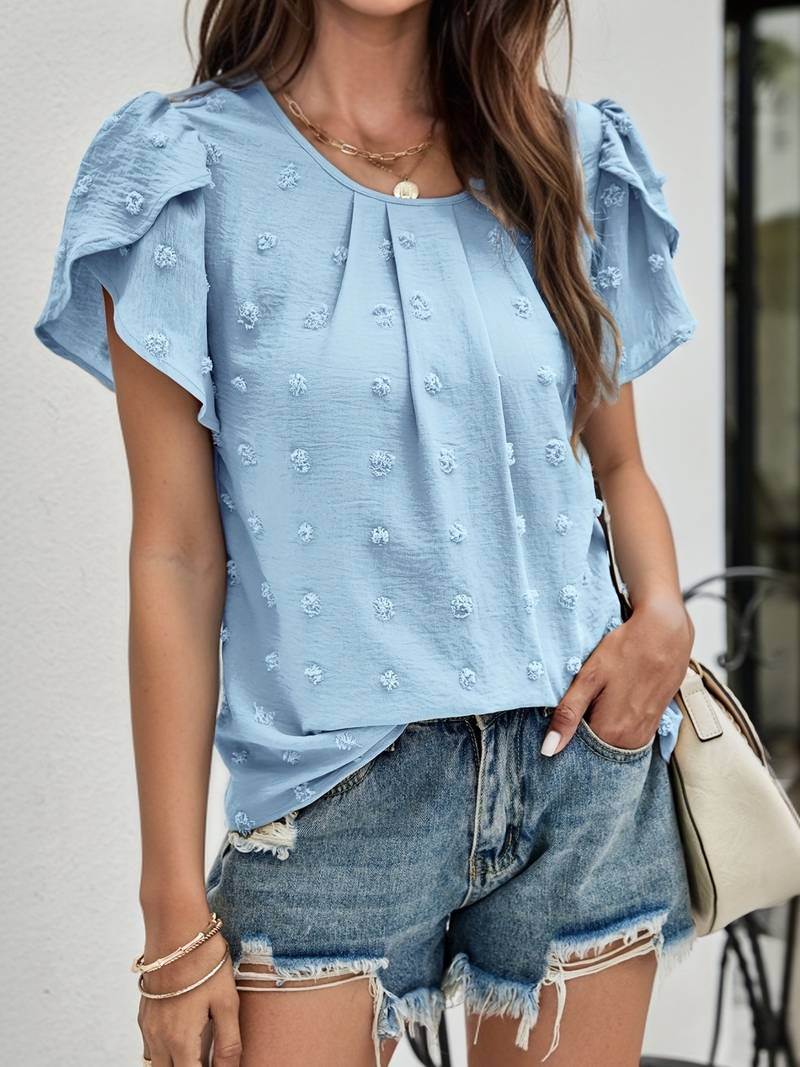 Charice - Chic Swiss Shirt with Petal Sleeves for Women