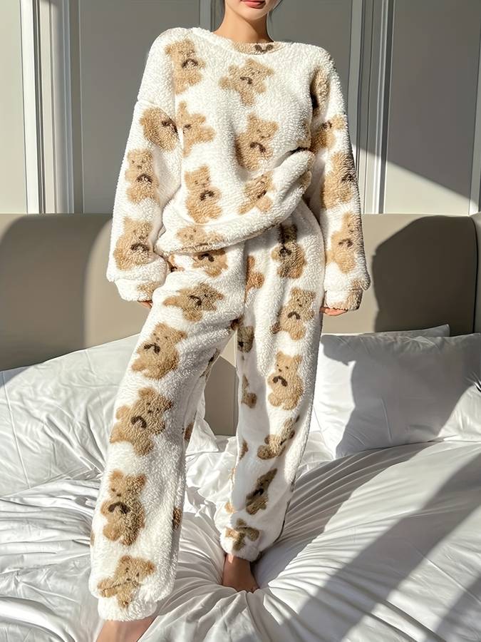 Danica - Confort suprem: set elegant de haine de relaxare cu imprimeu urs polar pentru femei