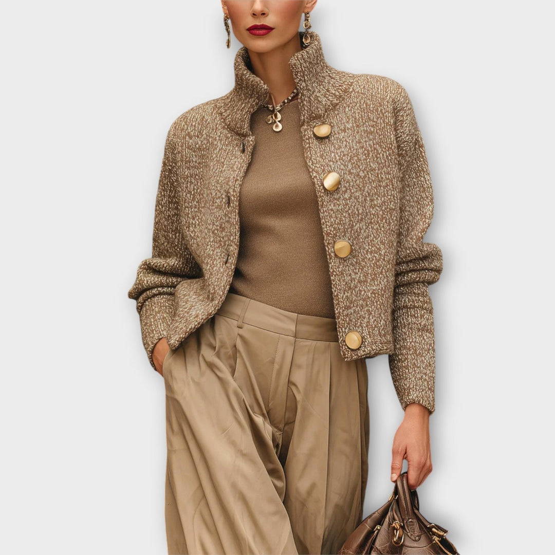 Chaqueta corta de punto de lana para mujer, elegante, para el otoño