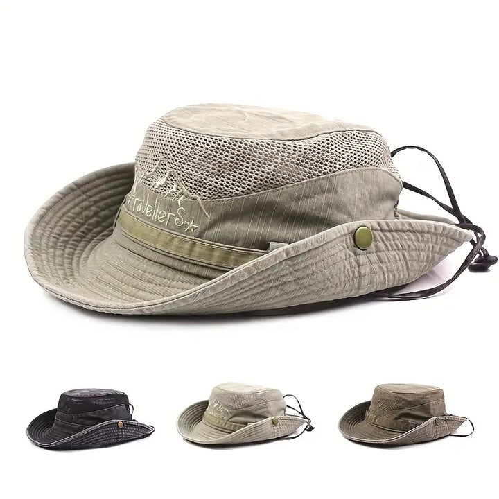 Chapeau de soleil en coton à large bord, cordon réglable, été 2026