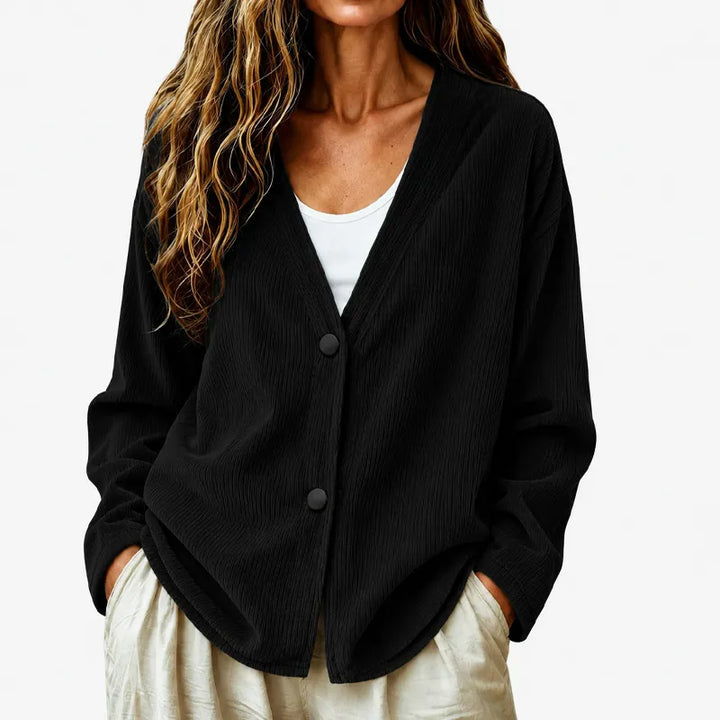 Cardigan femme en maille à col V, boutonné, pour l’automne