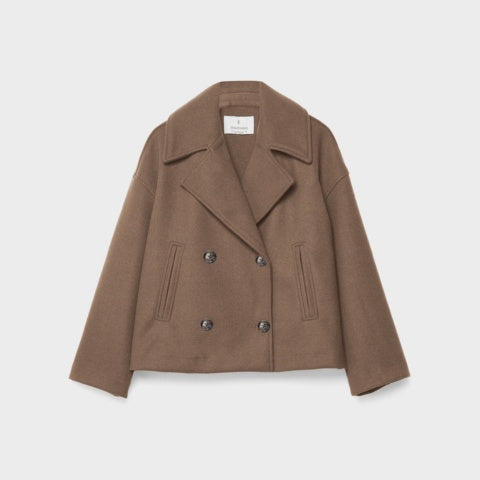 Manteau court en laine pour femme, élégant, à double boutonnage, pour l’automne