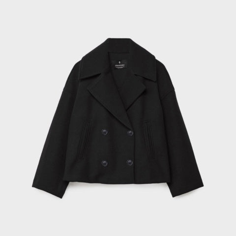 Manteau court en laine pour femme, élégant, à double boutonnage, pour l’automne