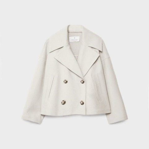 Manteau court en laine pour femme, élégant, à double boutonnage, pour l’automne