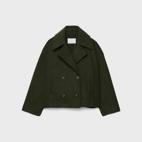 Manteau court en laine pour femme, élégant, à double boutonnage, pour l’automne