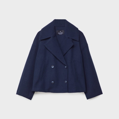 Manteau court en laine pour femme, élégant, à double boutonnage, pour l’automne