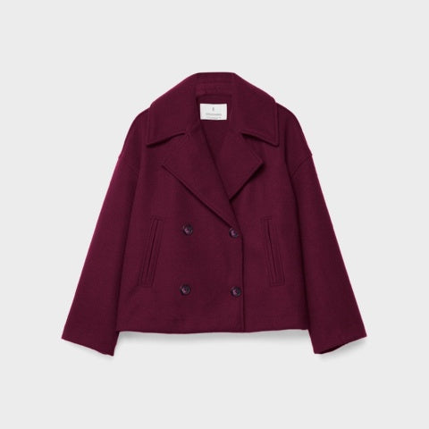 Manteau court en laine pour femme, élégant, à double boutonnage, pour l’automne