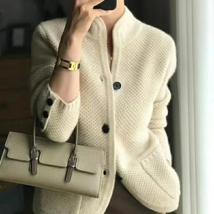 Cardigan femme chaud en maille, boutonné, pour l’automne