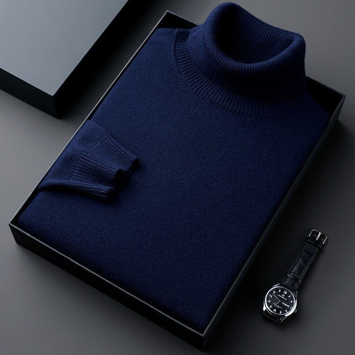 Men's fitted knit turtleneck sweater, ideal for autumn