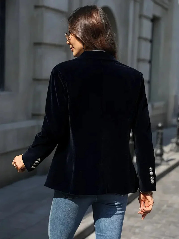 Blazer oversize da donna in ecopelle con colletto, da abbinare per l’autunno