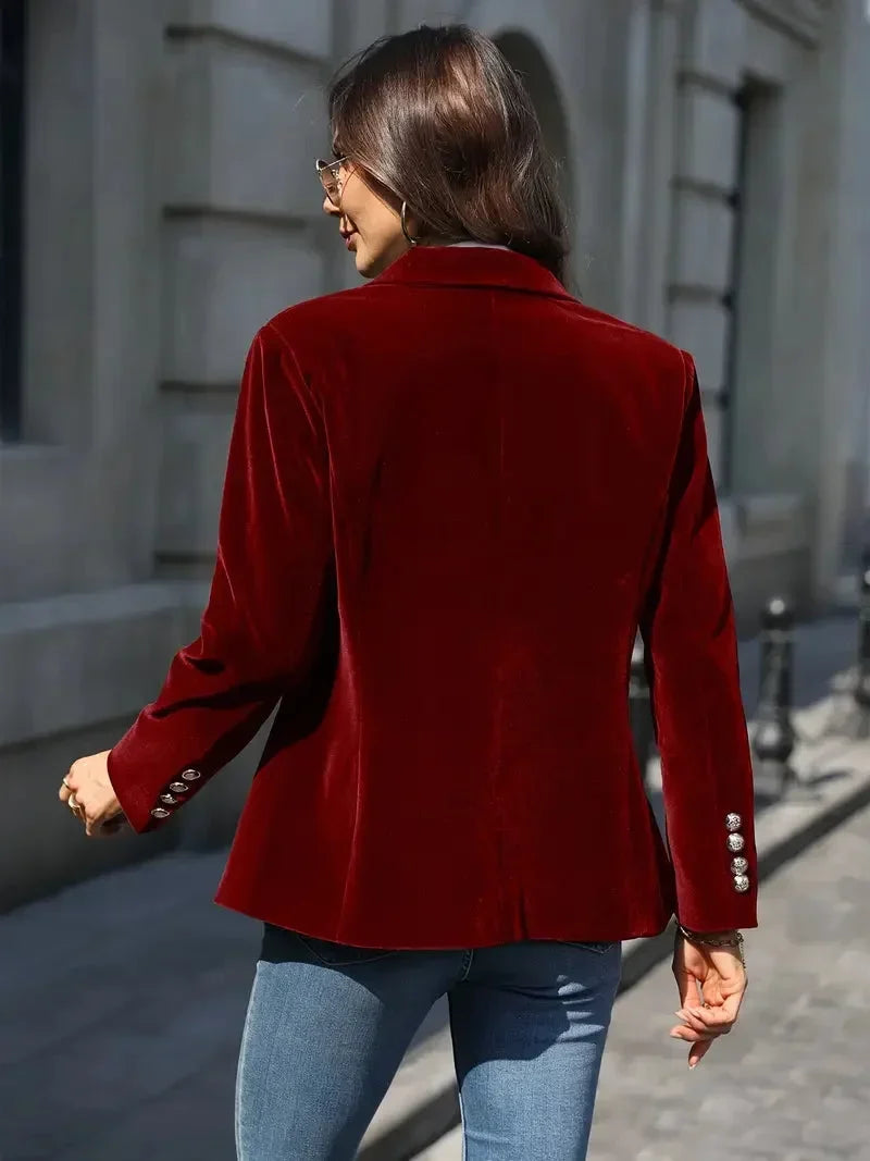 Blazer oversize da donna in ecopelle con colletto, da abbinare per l’autunno