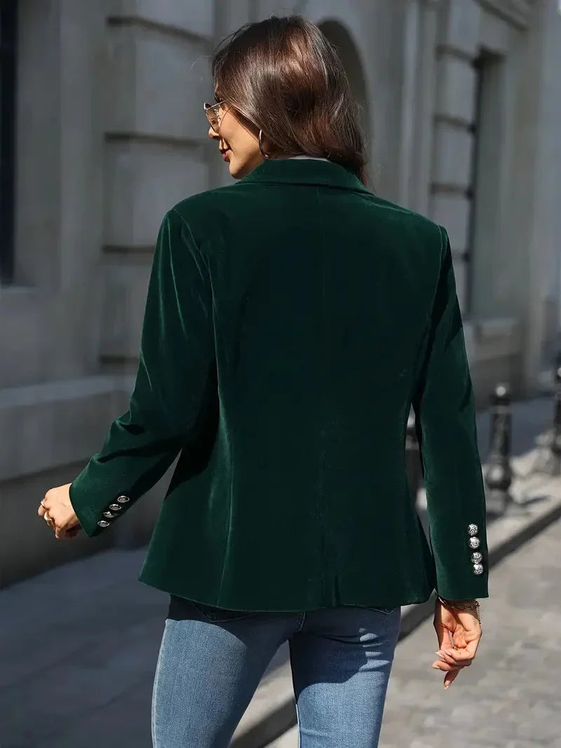 Blazer oversize da donna in ecopelle con colletto, da abbinare per l’autunno