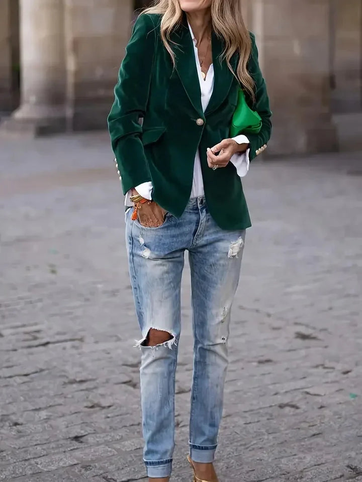 Blazer oversize da donna in ecopelle con colletto, da abbinare per l’autunno