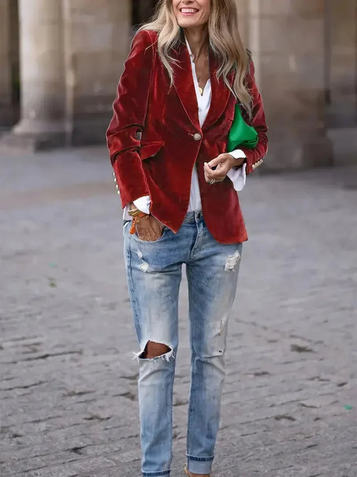 Blazer oversize da donna in ecopelle con colletto, da abbinare per l’autunno