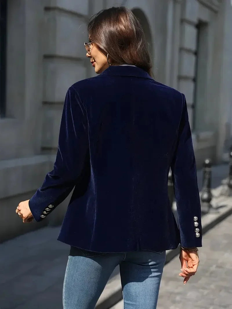 Blazer oversize da donna in ecopelle con colletto, da abbinare per l’autunno