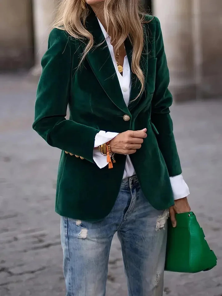 Blazer oversize da donna in ecopelle con colletto, da abbinare per l’autunno