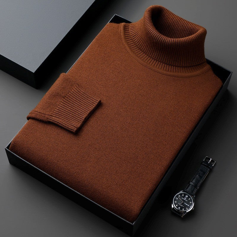 Men's fitted knit turtleneck sweater, ideal for autumn