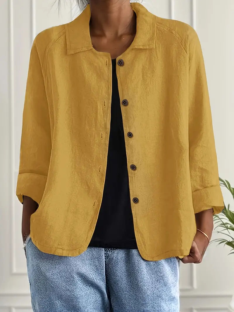 Cardigan chemise léger en coton pour femme, gilet boutonné d’automne