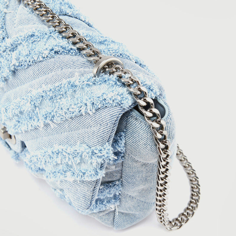 Borsa a tracolla in denim blu chiaro per donne di Macy