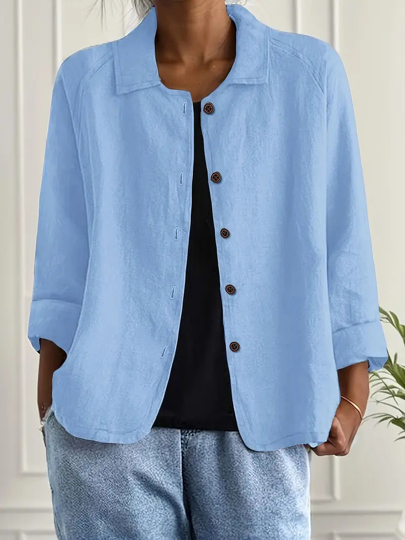 Cardigan chemise léger en coton pour femme, gilet boutonné d’automne