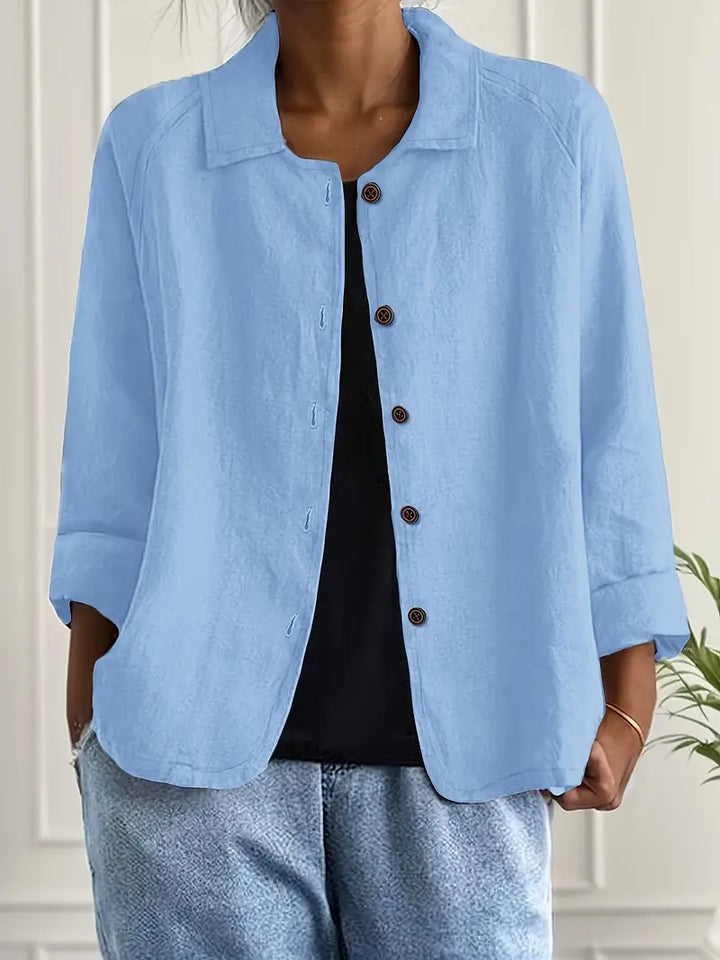 Cardigan chemise léger en coton pour femme, gilet boutonné d’automne