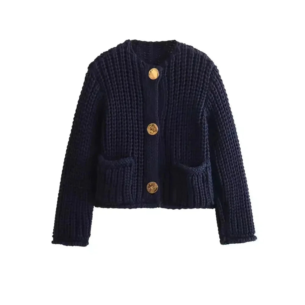 Chaleco de punto para mujer con botones, corte holgado y elegante para la temporada de otoño