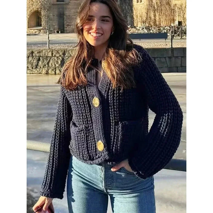 Chaleco de punto para mujer con botones, corte holgado y elegante para la temporada de otoño