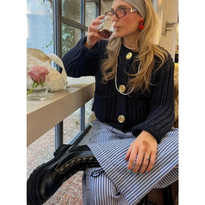 Chaleco de punto para mujer con botones, corte holgado y elegante para la temporada de otoño