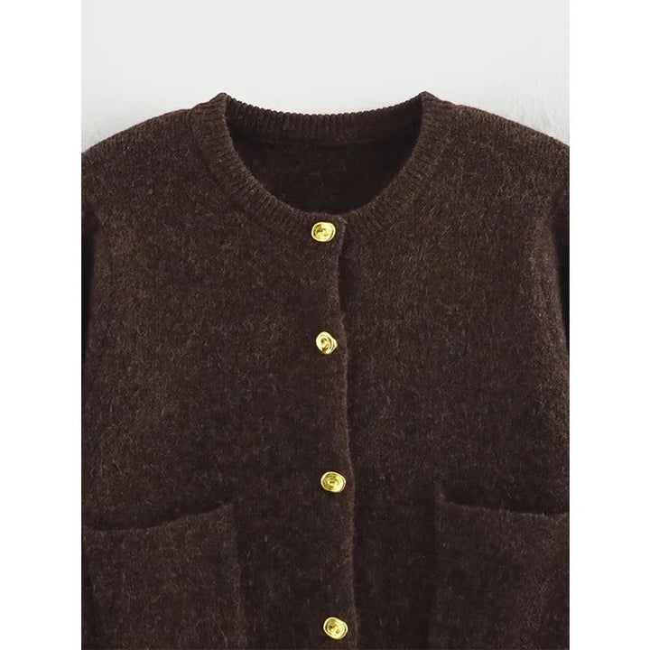 Gilet femme en maille à coupe ample avec poches pratiques, cardigan confortable pour l’automne