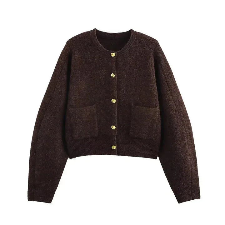 Gilet femme en maille à coupe ample avec poches pratiques, cardigan confortable pour l’automne