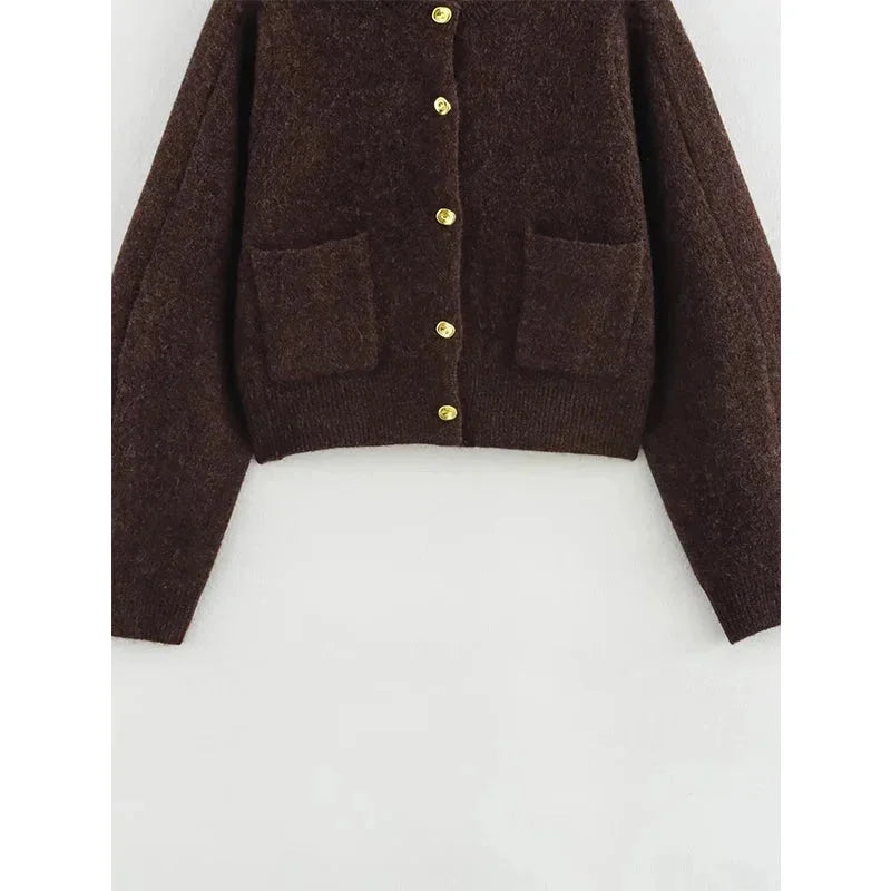 Gilet femme en maille à coupe ample avec poches pratiques, cardigan confortable pour l’automne