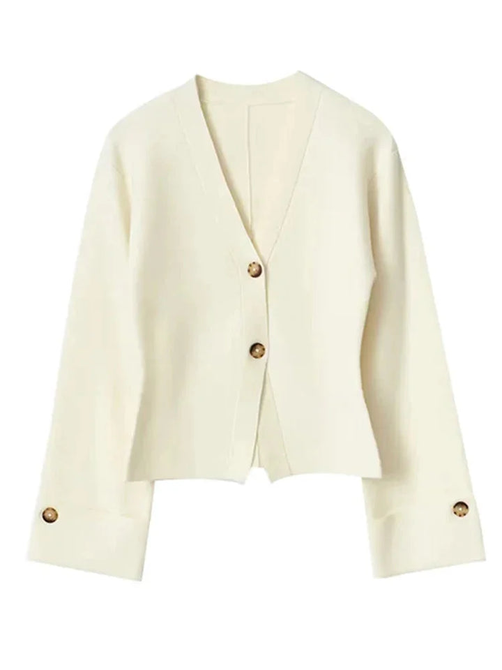 Cardigan pour femme en maille automnale, style casual, avec décolleté en V et boutons élégants