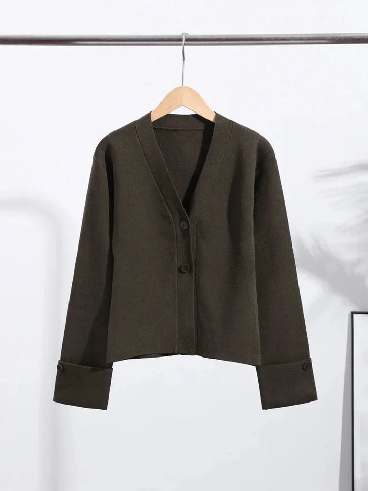 Cardigan pour femme en maille automnale, style casual, avec décolleté en V et boutons élégants