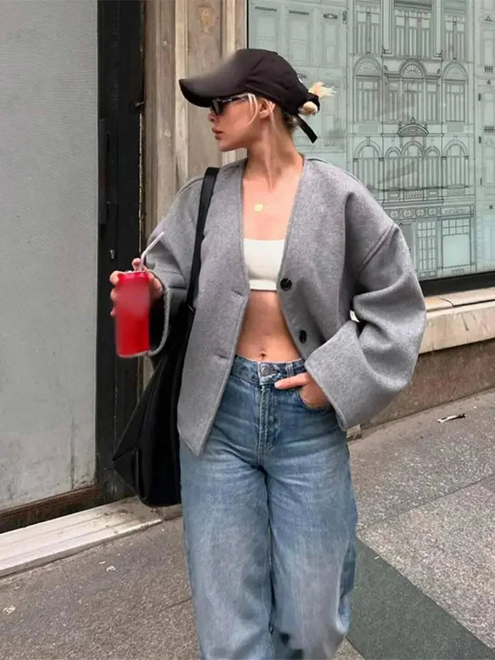 Cardigan femme en maille de coton pour l'automne, à boutons et coupe décontractée