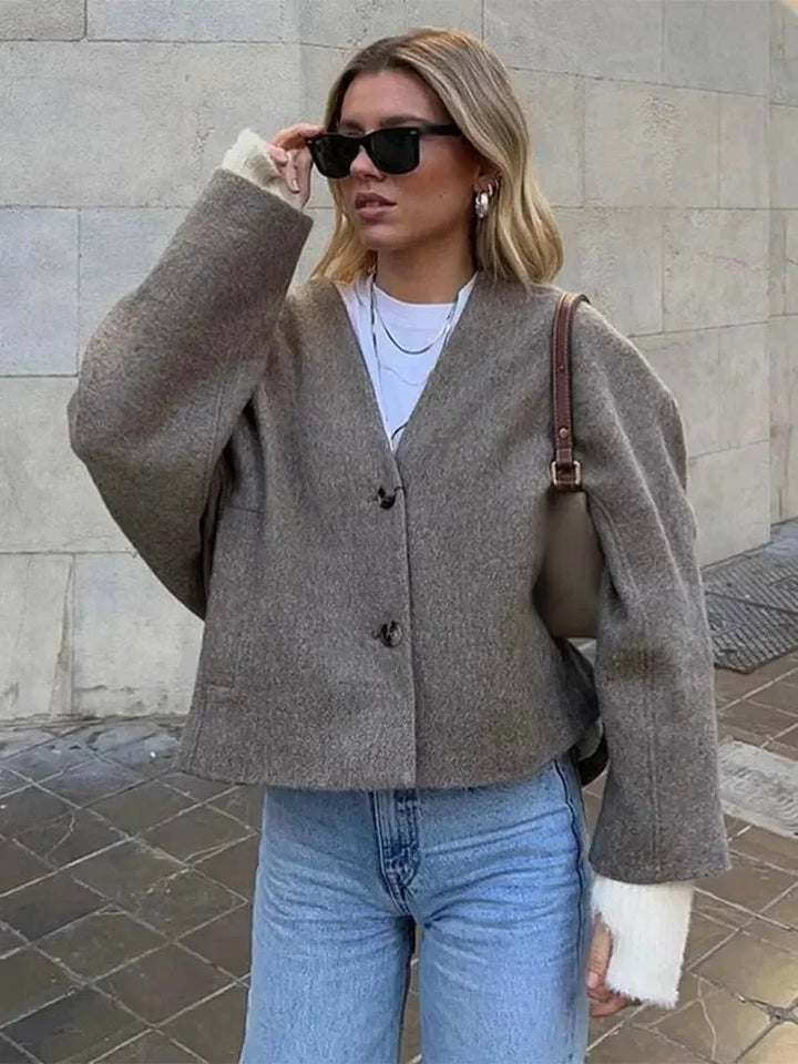 Cardigan femme en maille de coton pour l'automne, à boutons et coupe décontractée