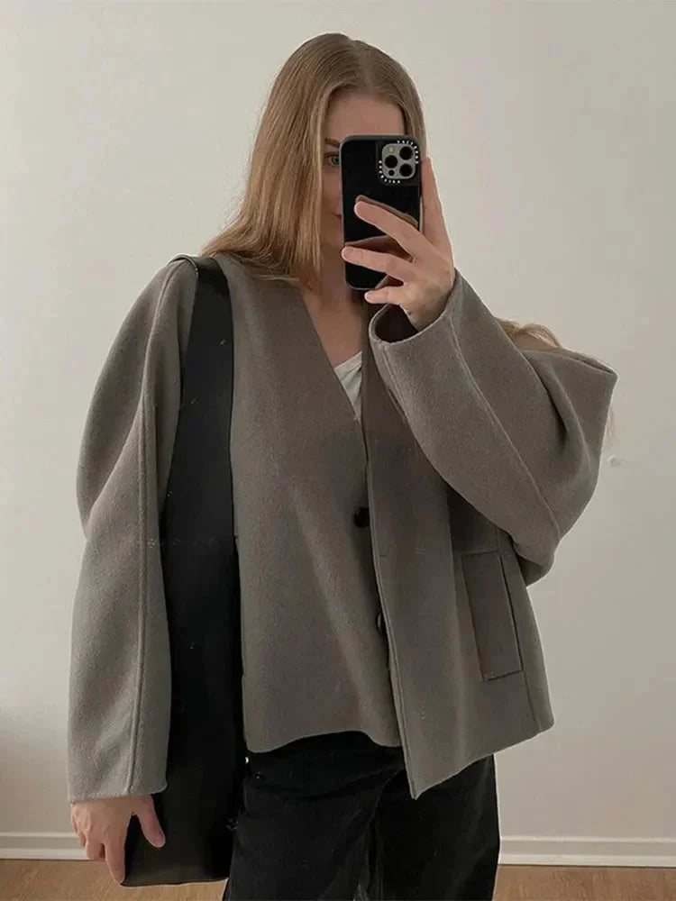 Cardigan femme en maille de coton pour l'automne, à boutons et coupe décontractée