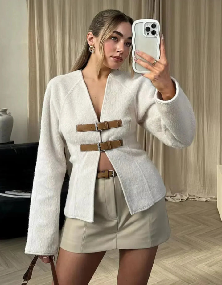 Vestă de damă din tricot moale cu dungi, croială lejeră și confortabilă pentru toamnă
